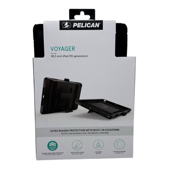 Pelican Black Voyager Case with Kickstand for 10.2-inch iPad 8th & 7th Gen - NEW - Picture 1 of 4